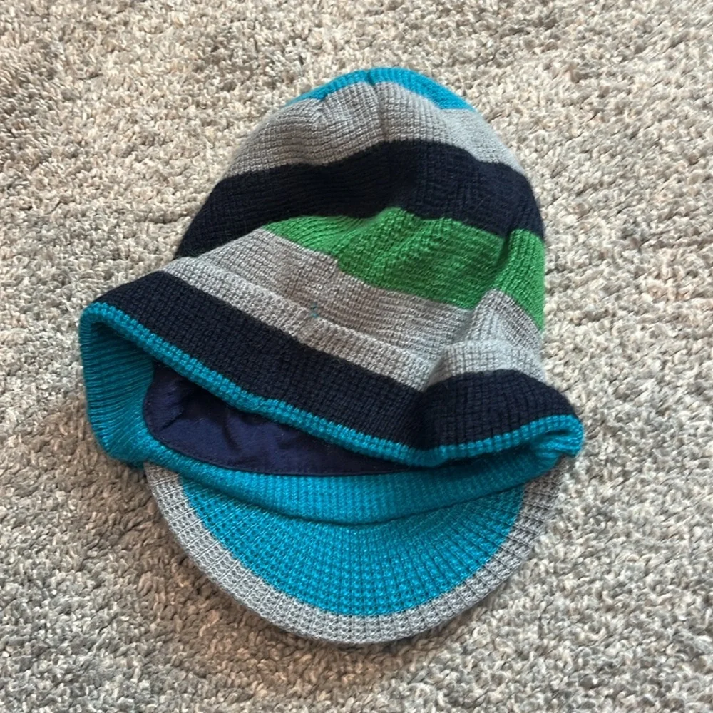 Striped Straight Brim Beanie Set for Little Boys
